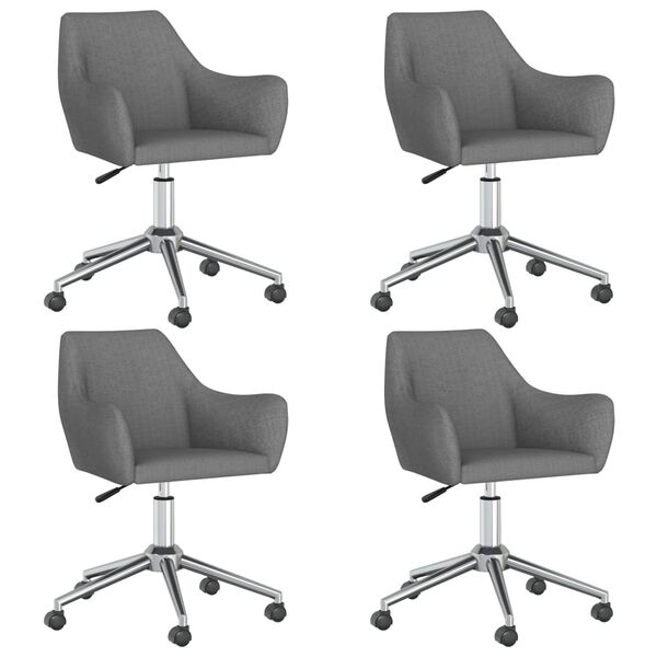 vidaXL Snurrbara matstolar 4 st m&ouml;rkgr&aring; tyg