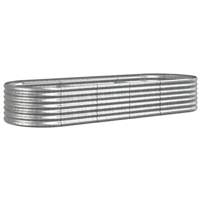 vidaXL Odlingslåda pulverlackerat stål 224x80x36 cm silver