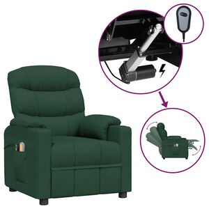 vidaXL Massagef&aring;t&ouml;lj m&ouml;rkgr&ouml;n tyg
