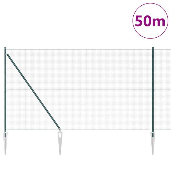 vidaXL St&auml;ngselstolpe Gr&ouml;n 50 x 1,5 m (16 x 16 mm n&auml;t) St&aring;l och PVC