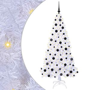 vidaXL Konstgjord julgran med 300 LED-lampor Vit 180 cm PVC och st&aring;l