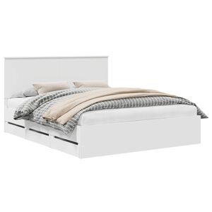 vidaXL S&auml;ngram med huvudgavel med l&aring;da Vit 160 x 200 cm Ingenj&ouml;rstr&auml;