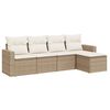 vidaXL Soffgrupp f&ouml;r tr&auml;dg&aring;rden med dynor 5 delar beige konstrotting