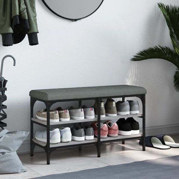 vidaXL Skob&auml;nk gr&aring; sonoma 82x32x47 cm konstruerat tr&auml;