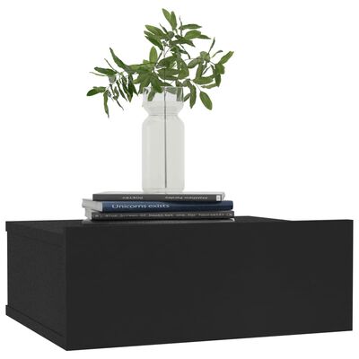 vidaXL Svävande sängbord svart 40x30x15 cm konstruerat trä