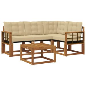vidaXL Utomhussoffset med kudde 5 pcs Naturlig och Beige