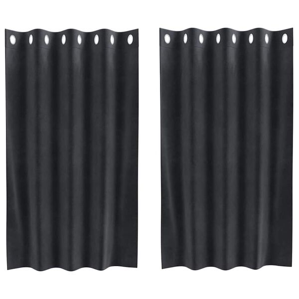 vidaXL Mörkläggningsgardiner 2 pcs Mörkgrå 140 x 140 cm Sammet