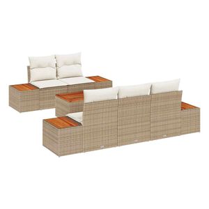 vidaXL Tr&auml;dg&aring;rdsoffset 6 st Beige Poly rattan