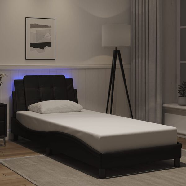 vidaXL Bed Frame with LED without Mattress "Zadar" Black 100x203 cm