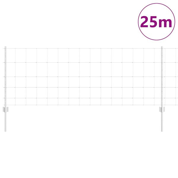 vidaXL St&auml;ngsel med stolpe Silver 0,8 x 25 m St&aring;l