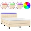 vidaXL Rams&auml;ng med madrass & LED gr&auml;ddvit 140x190 cm tyg