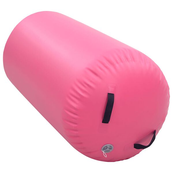 vidaXL Uppbl&aring;sbar gymnastikrulle med pump 120x90 cm PVC rosa