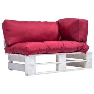 vidaXL Pallsoffa med r&ouml;da dynor furu