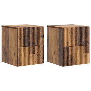 vidaXL V&auml;ggmonterat S&auml;ngbord 2 pcs Gammalt tr&auml; 33 x 34,5 x 40 cm