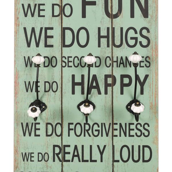 vidaXL Väggmonterad klädhängare med 6 krokar HAPPY LOVE 120x40 cm