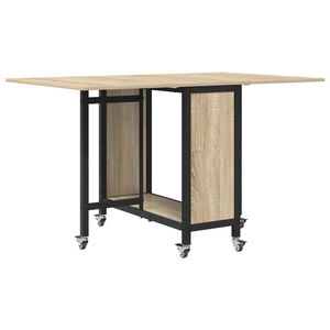 vidaXL Hopf&auml;llbart matbord med hjul 130 x 80 x 76,5 cm st&aring;l PB
