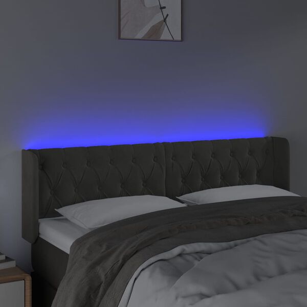 vidaXL S&auml;nggavel LED m&ouml;rkgr&aring; 163x16x78/88 cm sammet