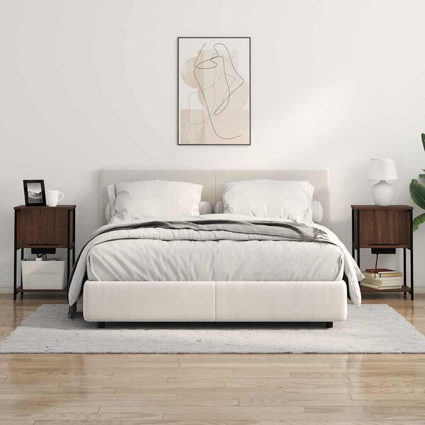 vidaXL Nattduksbord Brun Ek 38 x 31 x 61 cm Konstruerat tr&auml;