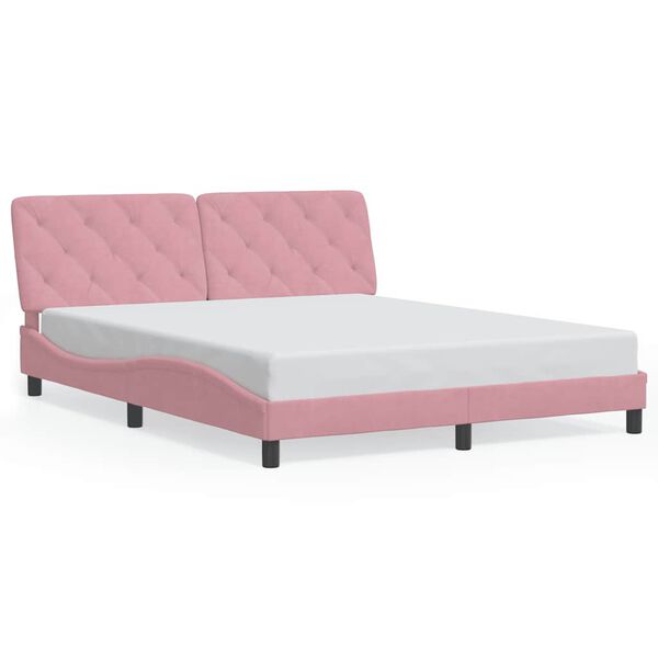 vidaXL Bed Frame without Mattress Pink 160x200 cm Velvet