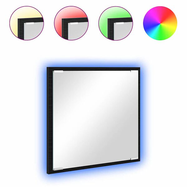 vidaXL LED Badrumsspegel Svart ek 40 x 8,5 x 37 cm Konstruerat trä