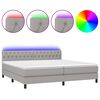 vidaXL Rams&auml;ng med madrass & LED ljusgr&aring; 200x200 cm tyg