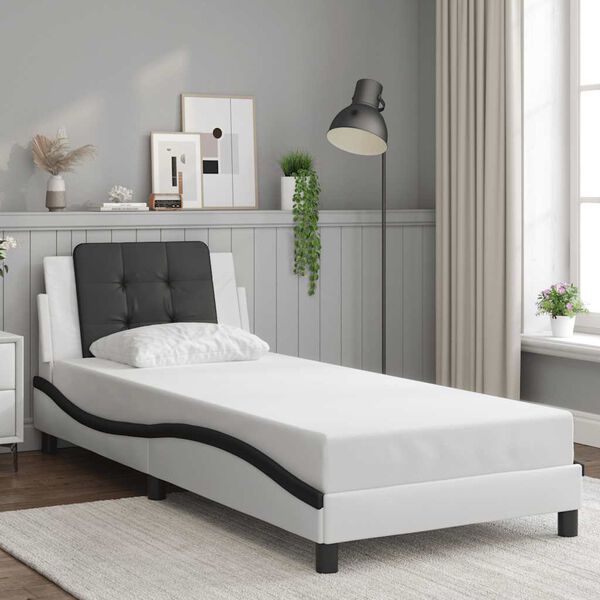 vidaXL Bed Frame without Mattress "Zadar" White and Black 80x200 cm Faux Leather