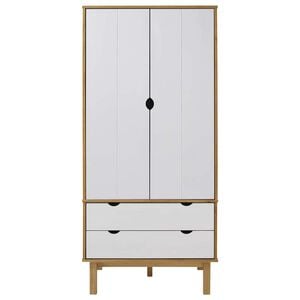 vidaXL Garderob OTTA brun&vit 76,5x53x172 cm massiv furu