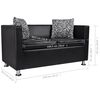 vidaXL Soffa 2-sits konstl&auml;der svart
