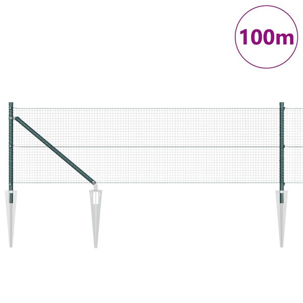 vidaXL St&auml;ngselstolpe Gr&ouml;n 100 x 0,5 m (19 x 19 mm n&auml;t) St&aring;l och PVC