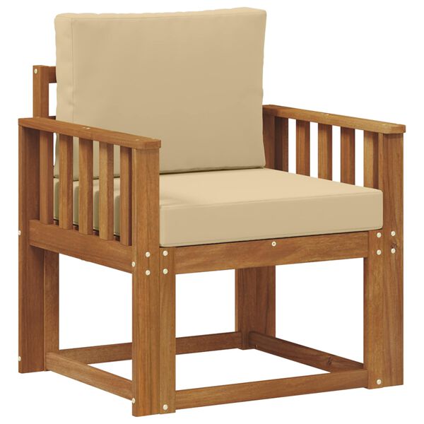 vidaXL Utomhussoffa Massivt akaciatr&auml; och polyester Naturf&auml;rg