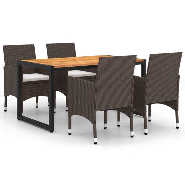 vidaXL Matgrupp f&ouml;r tr&auml;dg&aring;rden 5 delar brun