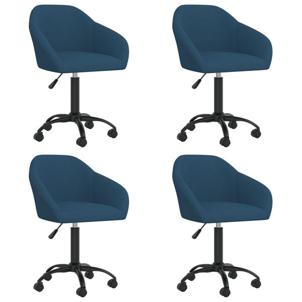 vidaXL Snurrbara matstolar 4 st bl&aring; sammet