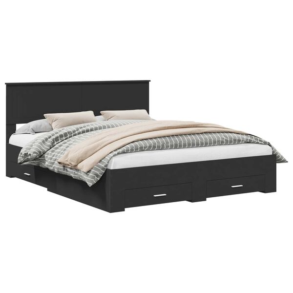 vidaXL S&auml;ngram med huvudgavel Svart 160 x 200 cm Konstruerat tr&auml;