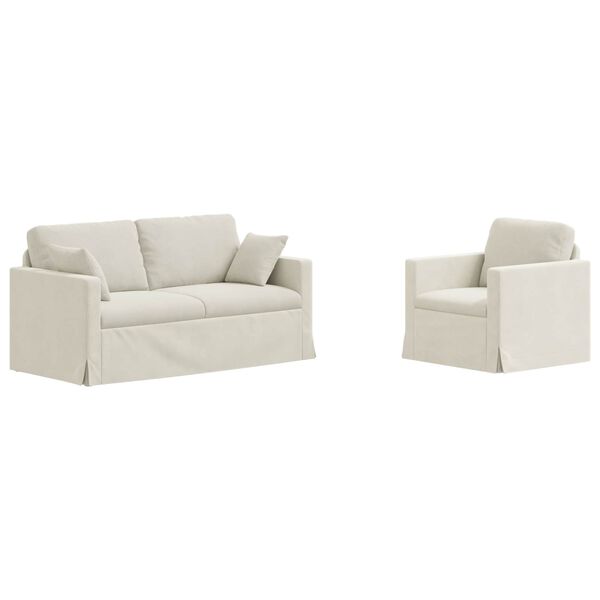 vidaXL Soffa 2 pcs Kr&auml;m 158 x 78 x 80 cm Sammet