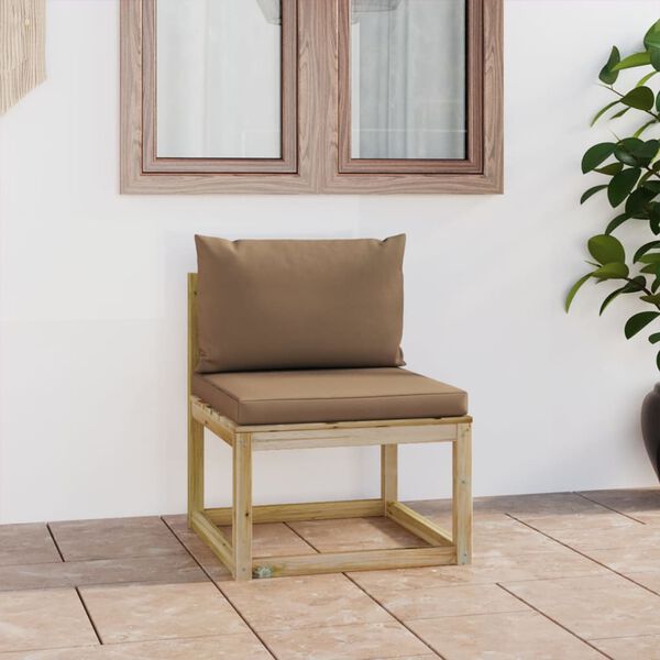 vidaXL Mittensoffa med dynor tryckimpregnerad furu