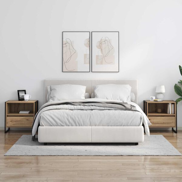 vidaXL S&auml;ngbord med l&aring;da Artisan Ek 50 x 39,5 x 50 cm Konstruerat tr&auml;