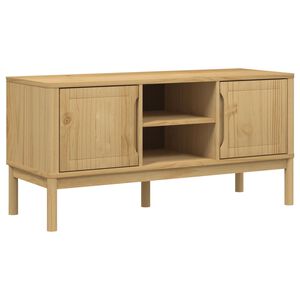 vidaXL Tv-b&auml;nk FLORO vaxbrun 114x43x55 cm massiv furu