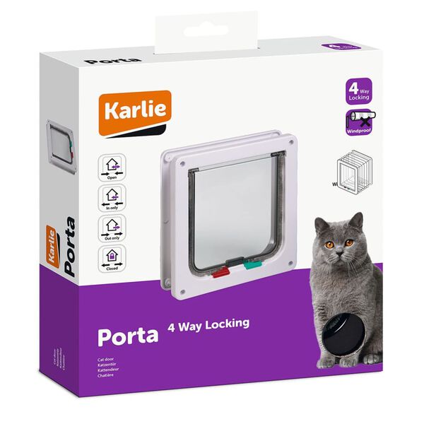 Karlie 4-v&auml;gs l&aring;sbar kattlucka Porta 23,5x5x25,2 cm brun