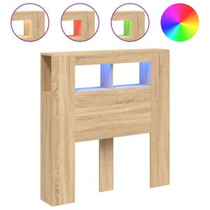 vidaXL S&auml;nggavel LED sonoma-ek 100x18,5x103,5 cm konstruerat tr&auml;
