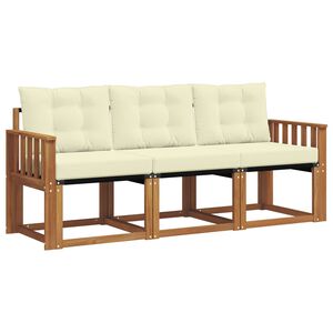 vidaXL Utomhussoffset med kudde 3 pcs Naturlig och Gr&auml;dde