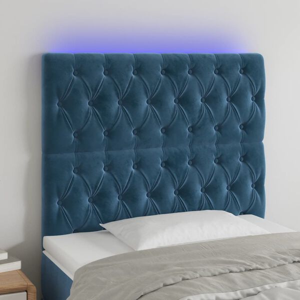vidaXL S&auml;nggavel LED m&ouml;rkbl&aring; 90x7x118/128 cm sammet