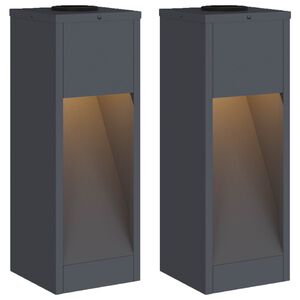 vidaXL Solcell LED-v&auml;gbelysning 2 st Varmvit 18 x 18 x 50 cm