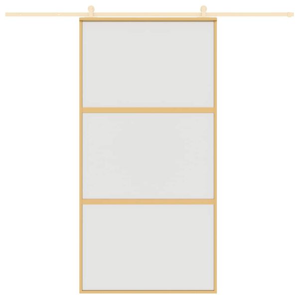 vidaXL Skjutd&ouml;rr guld 102,5x205 cm frostat ESG-glas och aluminium