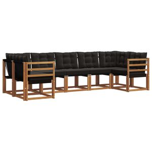 vidaXL Utomhussoffset med kudde 7 pcs Naturlig och svart