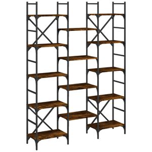 vidaXL Bokhylla r&ouml;kf&auml;rgad ek 127,5x28,5x172,5 cm konstruerat tr&auml;