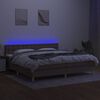 vidaXL Rams&auml;ng med madrass & LED taupe 200x200 cm tyg