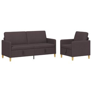 vidaXL Soffgrupp med f&ouml;rvaring 2 st M&ouml;rkbrun Polyester