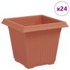 vidaXL Kvadratisk Blomkruka 24 pcs Murgr&ouml;n 16 x 16 x 14 cm Plast