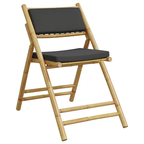 vidaXL Caféstolar hopfällbara med mörkgrå kuddar 6 st bambu