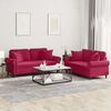 vidaXL Soffgrupp med kuddar 2 delar vinröd sammet